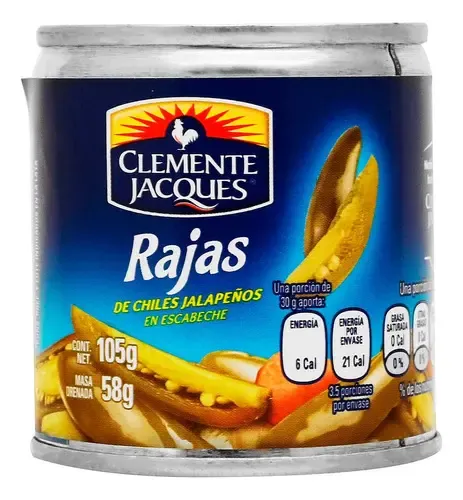 Clemente Jaques Sliced Chili Jalapeño Strips (Rajas) 40 X 105g
