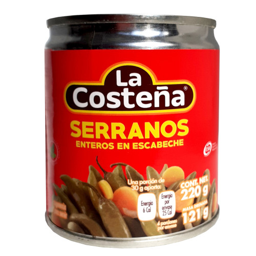 la costena serranos 220g La Costena Whole Chili Serrano 24X200g